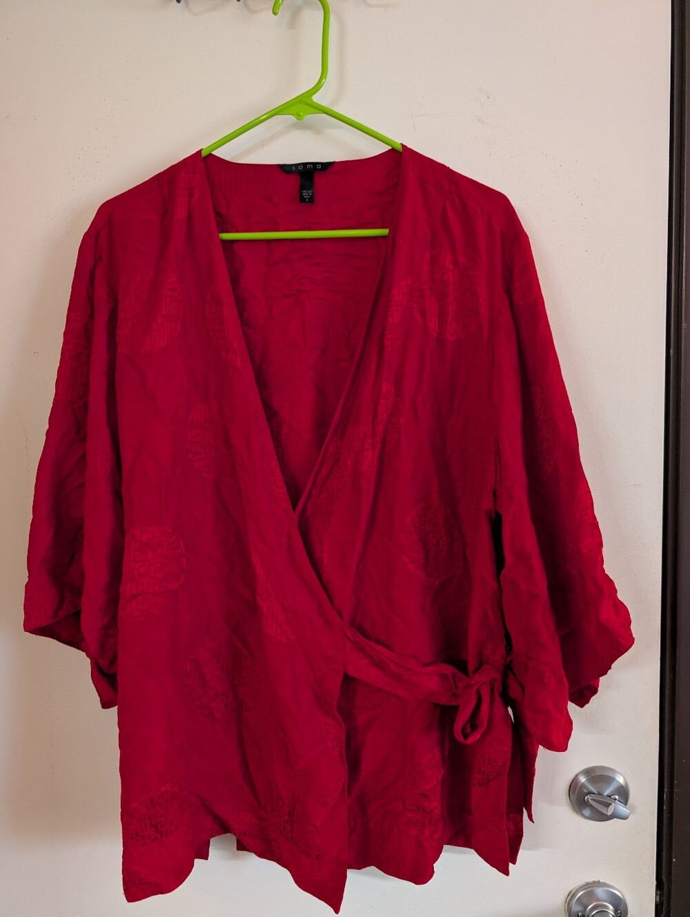 100% Silk Red Wrap With Side tie